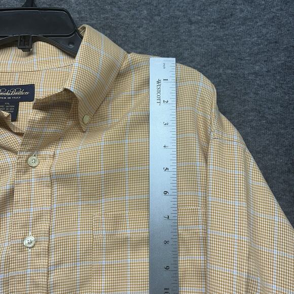 Brooks Brothers Shirt Mens 2XL XXL Orange Plaid Button Down Made In USA (photo) - Picture 4 of 8